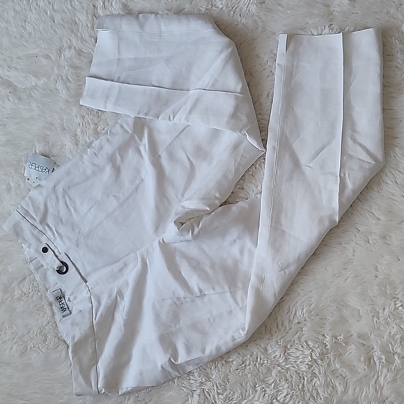 Kasper Linen Flat Front Straight Leg Side Slit Elastic Back Pants - Picture 2 of 10